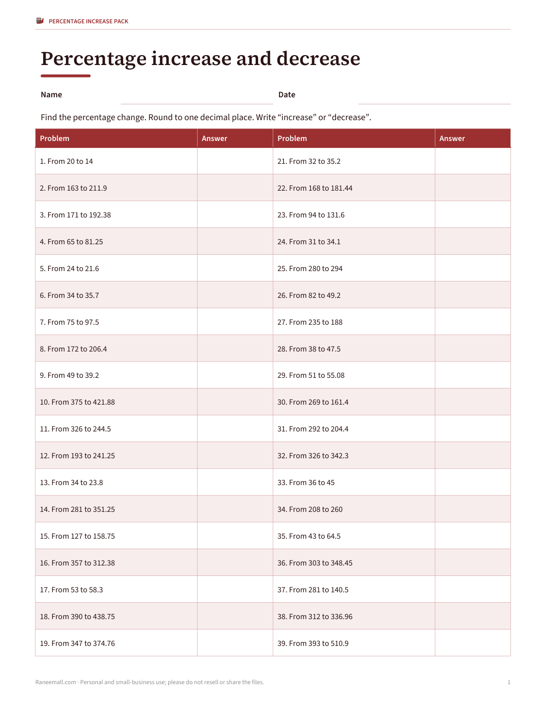 Preview of the first page of Worksheets (PDF/DOCX)